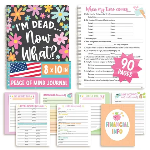 Hadley Designs Funny 90-Page End-of-Life Planner - Funeral Prep Organizer, What to Do When I'm Gone Book, Death Binder for Final Wishes, Emergency Financial & Estate Planning, Personal Document Organizer (Ensures Wishes Honored)
