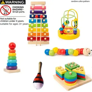 Wooden Montessori Toy Set, Wooden Block, Early Education Kit for Kids, Cognitive & Music Learning, Teaching Aids, Christmas Gift, Unisex