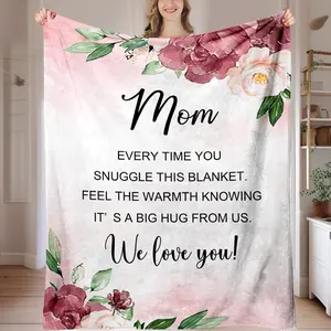 Mom Blankets from Daughter - Monther’s Day Birthday Gifts for Moms,Letter to Mom Pattern Flannel Print Blanket,Thanksgiving, Christmas, Soft And Cozy Blanket, Travel Sofa Bed, Office Home Decor, Birthday Gift Blanket, Adults, All Seasons Available