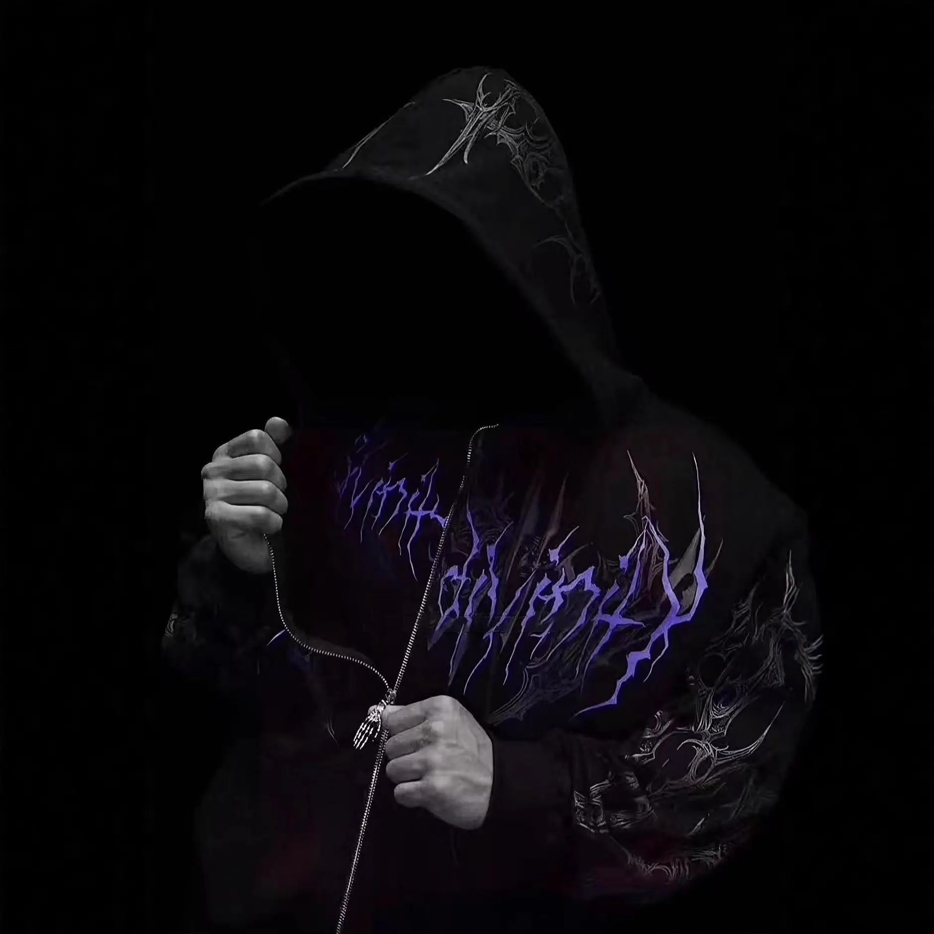 Dark Aesthetic Skull Zip Hoodie Cardigan - Autumn Winter Versatile Casual Street Jacket