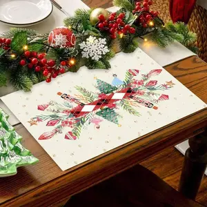 Christmas Theme Placemat, Christmas Tree Snowflake Design, Perfect for Holiday Party Decor, Tabletop Decoration Supplies
