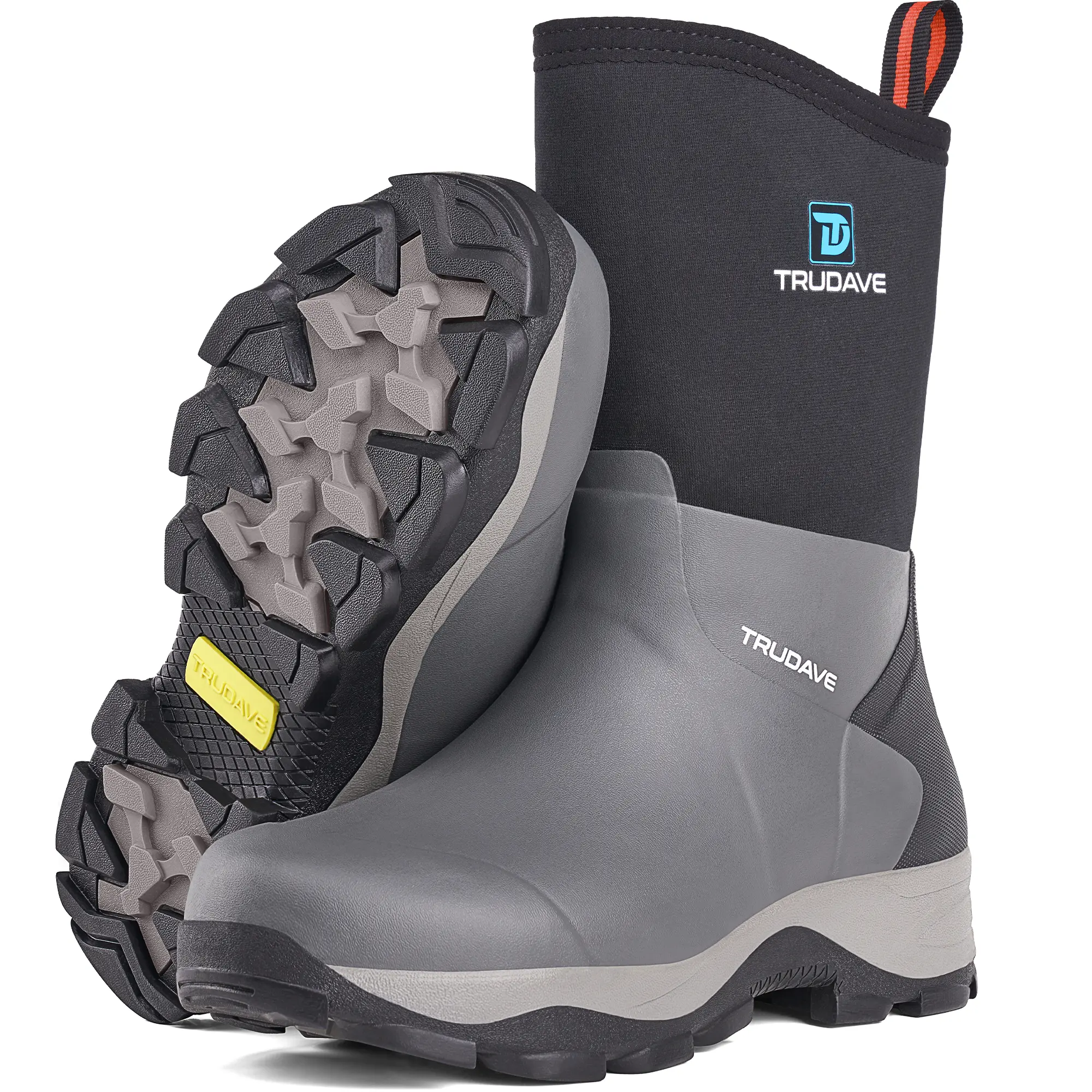TruDave Rubber Rain Boots for Women, 4.5mm Neoprene Insulated Mud Work Boots, Waterproof Anti-slip Breathable Mid-calf Boots for Gardening Fishing Comfortable