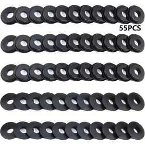 55pcs Smooth Hand Seals Rubber, Gladhand Washers Black Rubber Gaskets Elastic Grommets for Semi Trucks Trailers Brake Air Hose Parts Number 10028