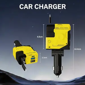 New Racktodoor 4-in-1 Fast-Charging Car Charger, High-Speed Car Charger with Dual Expansion Cables and Digital Display,66W Retractable Multi-Phone Car Charger, voltage monitor Compatible with iPhone, Samsung and iPad