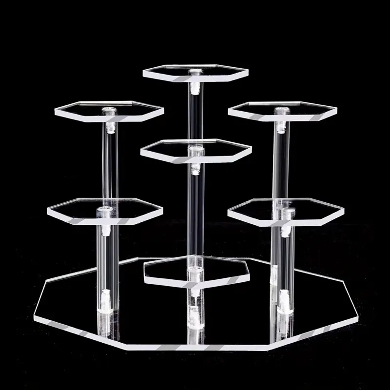1pcs Octagon Round Acrylic Display Rack Multilayer Adjustable Standing Shelf 1Pcs for Action Dolls Perfume Jewelry Statues No Power 27" Height Mini Display Stand Adjustable Organizer