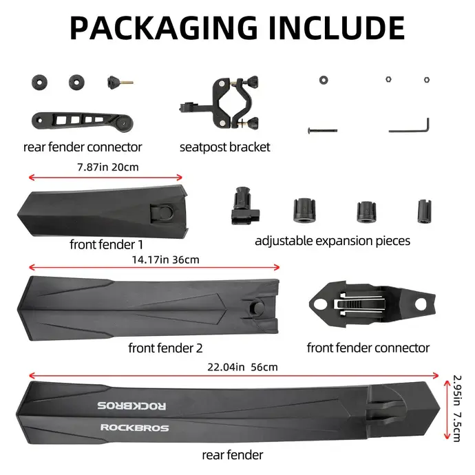 ROCKBROS Adjustable MTB Mud Guards Front & Rear Splash Guard