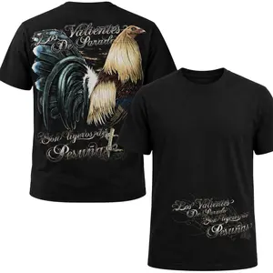 Los Valientes De Parrado T-Shirt, Black Gamefowl Rooster Graphic Tee, Mexican Spanish Front Back Shirt, Gift for Men Rooster Lovers