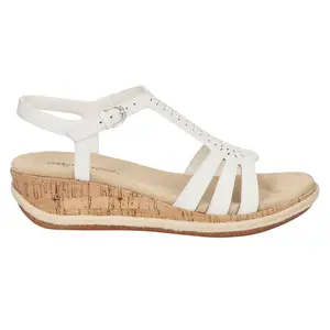 Easy Street Womens Dorinda Cut Out Espadrille Slingback Casual Sandals Casual Low Heel 1-2" - White