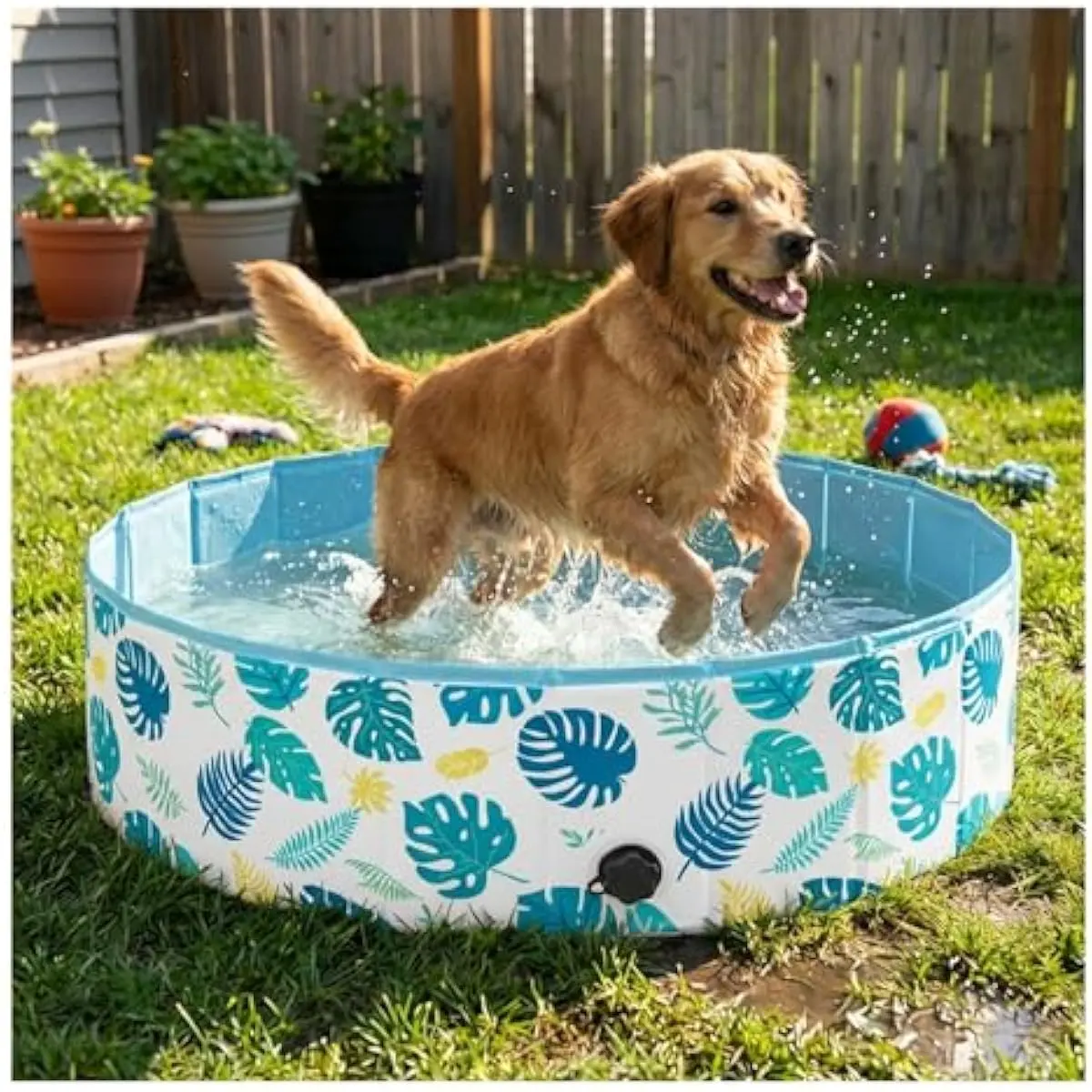 furrybaby Dog Pool for Large Dogs, Foldable Hard Plastic Pet Swimming Pool, Heavy Duty 0.5mm PVC with Non-Slip Bottom, Portable Kiddie Pool for Dogs, Pet Bath Tub for Backyard Summer, GR 47
