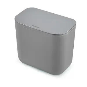 Hanging Kitchen Trash Can with Lid - 1.8 Gallon Small Compost Bin for Cabinet Door, Under Sink - Odor-Sealing Stainless Steel Top Food Waste Bin for RV, Bathroom, Office - Indoor Recycling Bin