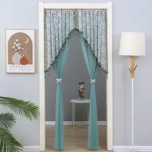 Stylish mosquito-proof door curtains, drill-free floral mesh fly screens, and tenant-friendly lace room dividers with crystal beads  High-end room decor