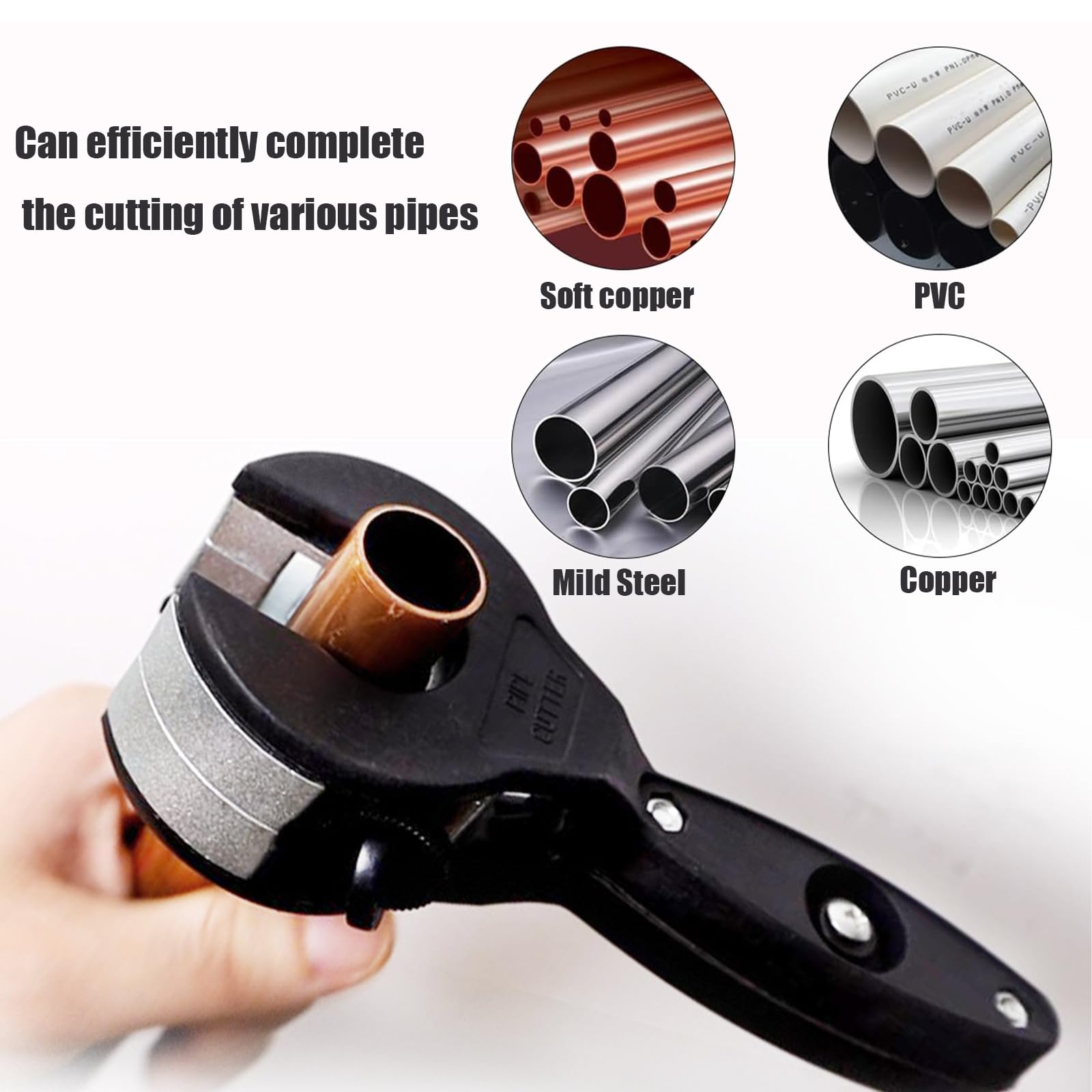 Ratcheting Tubing Cutter,2 in 1 Close Quarters Tube Compact Cutter, Portable Ratcheting Tubing Cutter Tool for Cutting Copper, PVC, and Soft Metal Pipes