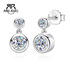 AnuJewel 0.5CT Moissanite Stud Earrings 5mm White Plated Stud Earrings 925 Sterling Silver Earrings Women's Earrings Fine Jewelry for Anniversary Brithday Daily Travel Proposal with GRA Certificate
