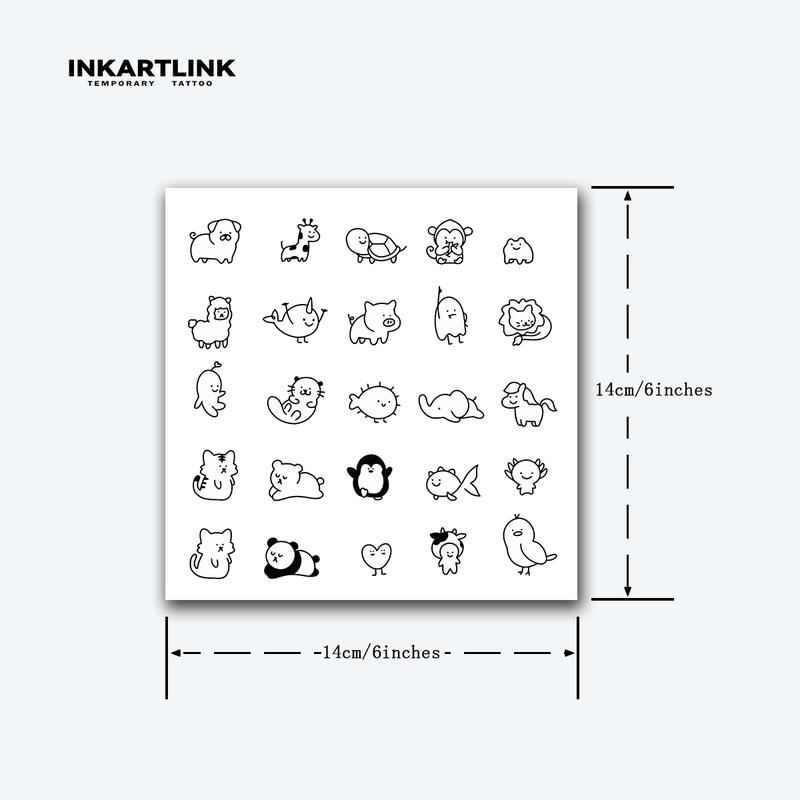 INKARTLINK Tattoo Tech, 2 Sheets Semi-Permanent Temporary Tattoos, Cute Dogs And Cats, Adult Art Design,Lasts 1-2 Weeks, Waterproof, Realistic Look, No Adhesive, No Reflection,For Man And Woman,Ideal for Swimming, Party