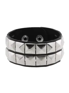 2026 PU Leather Gothic Stainless Steel Bracelet 80s Punk Bracelet Adjustable Goth Cuff Bracelet Gothic Spiked Rivet Buckle Wristband for Men Women