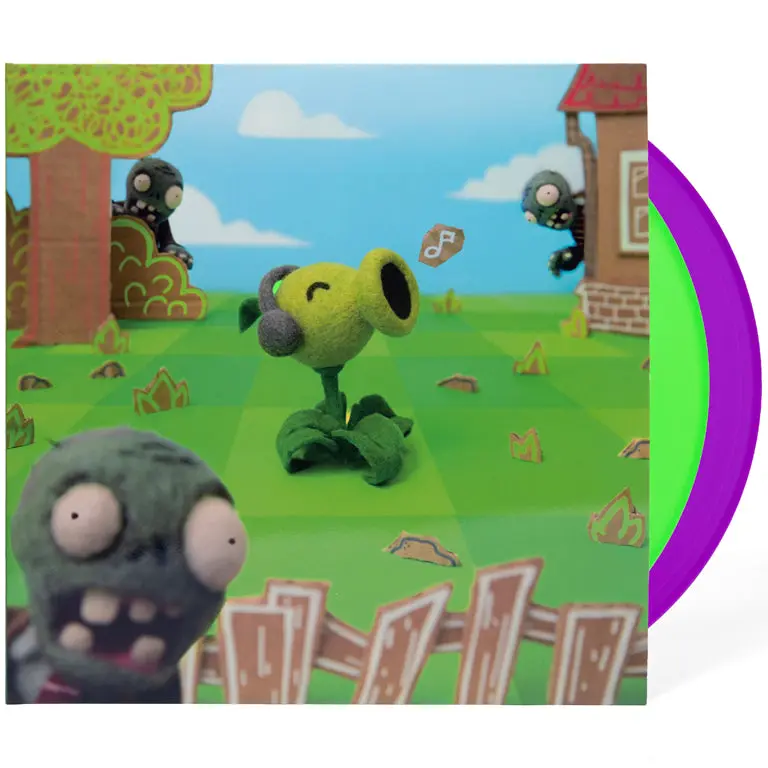 iam8bit Plants vs. Zombies 2xLP Vinyl Record - Laura Shigihara Score, Felt Sculpture Art Scene, Intense Garden Combat, Premium Packaging, Tower Defense, 2025 Plant Green LP, Swing-Techno Cuts, Real Figures, Vinyl Score Tribute