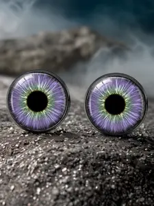 1 pair Purple Green Gradient Cat Eye Stud Earrings, Gothic Glass Eyeball Jewelry, Punk Alternative Accessories