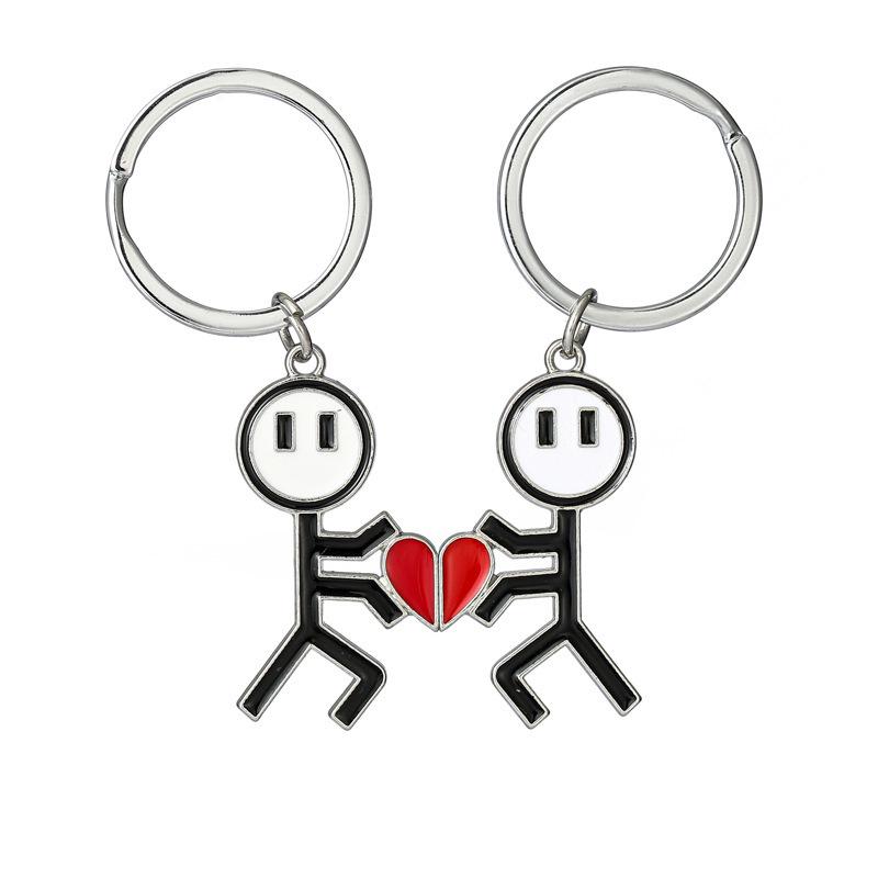 2pcs Valentine's Day  Matching Heart Keychains for Couples & Best Friends