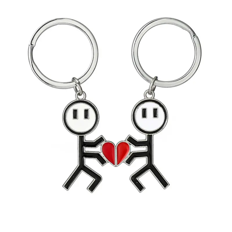 2pcs Valentine's Day  Matching Heart Keychains for Couples & Best Friends
