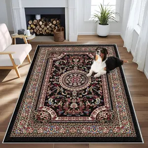 Persian Style Area Rug, Non-slip Washable Floor Mat, Soft Durable Machine Washable Non-slip Mat for Living Room Bedroom Dining Room Office