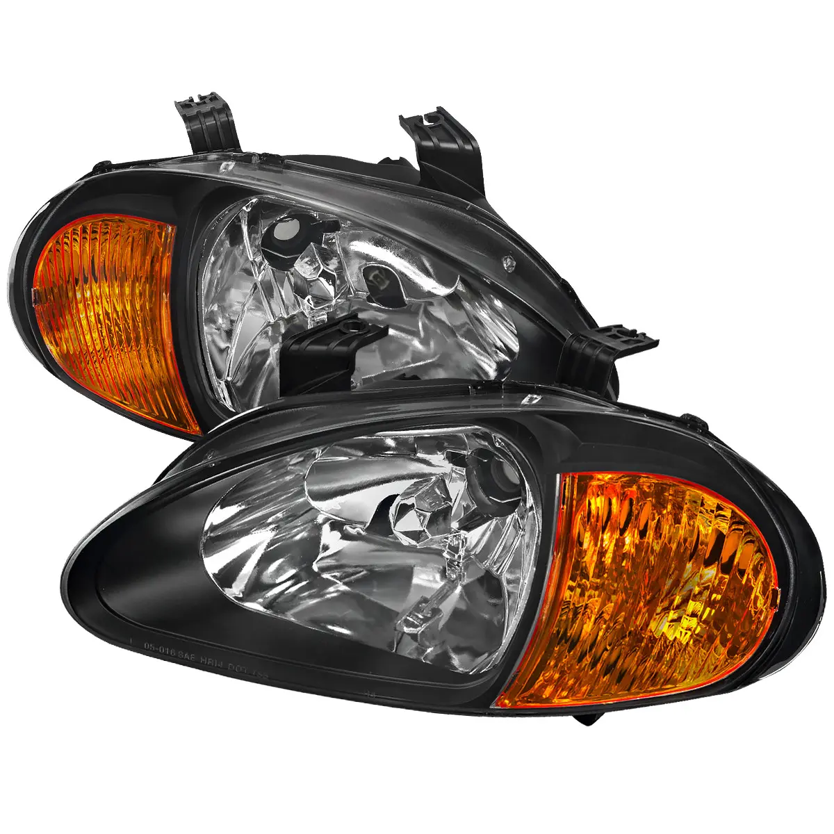 1993-1997 Del Sol Crystal Headlights w/ Amber Reflector (Matte Black ...