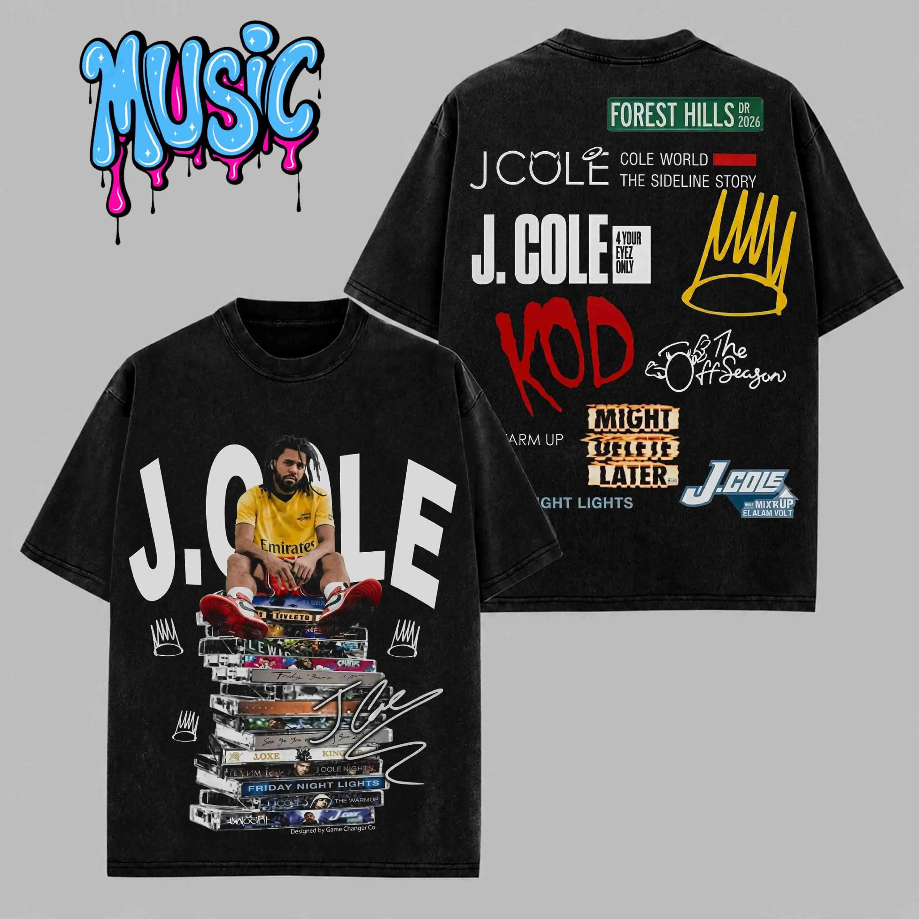J. Cole, The Fall-Off Album 2026 Graphic Premium Acid Washed Cotton T-Shirt For Cole World, Disc 29, Disc 39 Hip-Hop Shirt, The Fall-Off Album Merch, Jermaine Lamar Cole Fan Graphic Tee, Dreamville Music Fan Merch