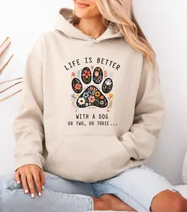 Boho Floral Paw Hoodie, Dog Paw Print Hoodie, Dog Lover Hoodie, Dog Mum Sweater, Dog Quote Hoodie, Pet Lover Hoodie, Funny Dog Gifts