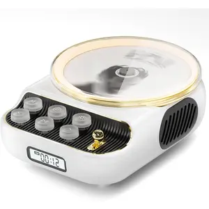 4 in 1 Retro Portable CD Players with  Speakers, FM Radio, Night Light, LCD Display, 4000 mAh ,  Radio Built in Dual Speakers Supports USB/AUX/Type-C for  (White)