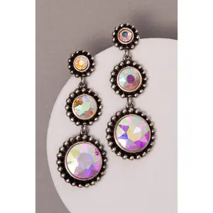 Lucy Western Multi-Tiered Round Crystal Post Dangle Earrings