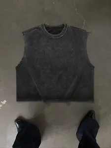 Men's Solid Color Washable Back Label Crop Tank Top, Regular Fit Casual Comfy Sleeveless Top for Daily Wear, Men's Clothes for All Seasons