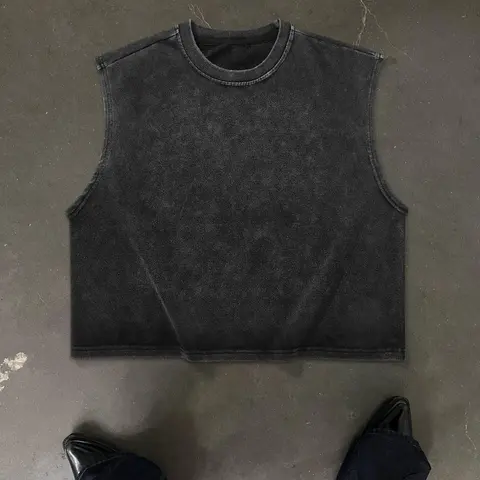 Men's Solid Color Washable Back Label Crop Tank Top, Regular Fit Casual Comfy Sleeveless Top for Daily Wear, Men's Clothes for All Seasons, Menswear, Sleeveless Plain Classic, Tanks Tops