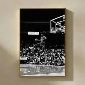 [SALE UP TO 50% + FREE SHIP]  Michael Jordan Dunk Poster, Black and White Basketball Wall Art, Vintage NBA Style Sports Print, Slam Dunk Action Photo, Gym Room Decor Gift