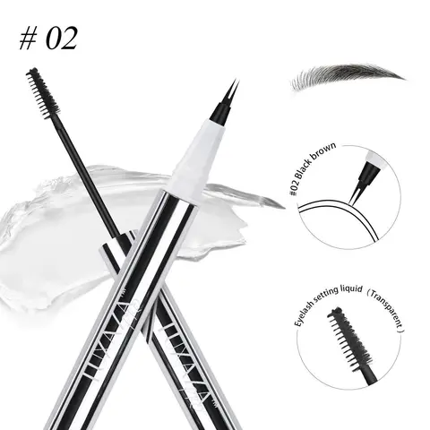 LUXAZA 2-in-1 Brow Pen & Eyebrow Gels - Waterproof, 12-Hour Long-Lasting, Easy-to-Apply Precision Tip Micro Stroke Option for Sparse Brow Filling & Natural Makeup