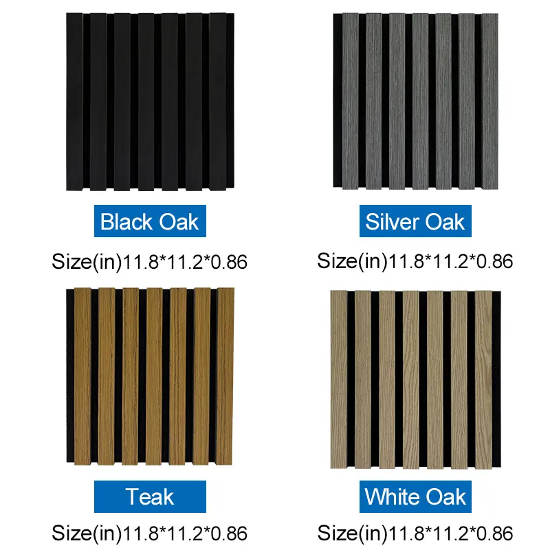 4PCS Acoustic Wall Panels – Decorative Soundproof Boards, Easy DIY Install (11.8"×11.2"×0.87"), Black/Teak/White/Gray Acoustic Wood Slat Wall Panels Black geometric  wall 3D Wooden Soundproof Wall Panels