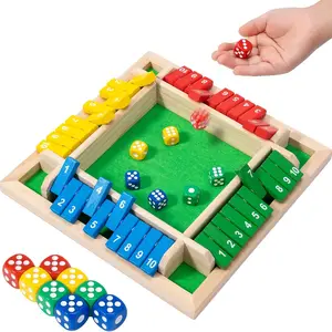 1/2PCS Shut The Box Game, Christmas Shut The Box-Wooden Dice Board Game, Four-Sided Flip Card Game Toys, 2026 Upgraded Wooden Dice Games for 2-4 Players, Tabletop Board Game for Christmas, Home, Party, Family Dice Game, Fun Dice Game