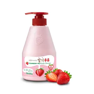 Kwailnara Strawberry Milk Body Wash (19.75 Fl Oz) – Korean Body Cleanser for Hydrated & Smooth Skin | Milk Protein, Royal Jelly & Exfoliating Strawberry Extract | Paraben-Free with Gentle Bubbles