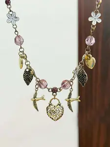 Vintage Heart Bird Necklace, Y2K Pendant, Court Elegant Clavicle Chain, Simple Fashion, Versatile Pendant, Gift, Daily Accessory, Party, Holiday