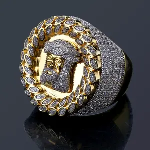 1pc New Trendy Men's Ring Personality Cubic Zirconia Hiphop Style Ring Jewelry