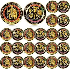 20 Pcs Armor of God Coins Metal Christian Challenge Coins for Religious Prayer Collector Christian Church School Party Commemorative Gifts (nOVEL Style)