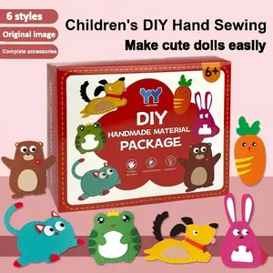 YY Children's DIY Hand Sewing Craft Kit 6 Set for Kids 8-12 Creative Play Skill Building with 6 Styles & Complete Accessories for Easy Doll Making