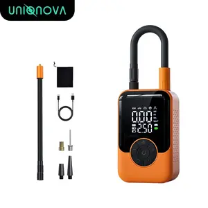 UNIQNOVA Portable Electric Tire Pump – 150PSI Smart Bike Pump with Digital Gauge, Auto Shut-Off, USB-C Rechargeable Air Compressor for Car, E-Bike, Bicycle, Motorcycle, Balls – Cordless & Compact