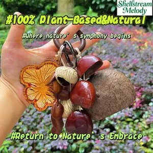 ASMR Stress Relief Gift - Natural Woodland Stream Sound Charm, Handmade Shell Nut Ornament, Viral Cat Bag Pendant for Women