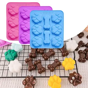 3pcs Silicone Dog Bone and Paw Print Set for Baking and Making – Multipurpose Bakeware for Chocolate, Candy, Jelly, Ice, and Dog – Uncharged, Easy-to-Use Kitchen Accessories