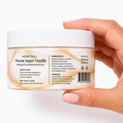 Warm Sugar and Vanilla Emulsified Body Butter - Hydrating and Moisturizing - Body Care - shimmering Body Butter