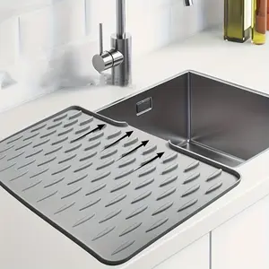 Non-Slip Kitchen Silicone Drying Mat, Drainage Design, Heat-Resistant and Easy-to-Clean Dish Rack for Countertops, Sinks, and Refrigerators, Kitchen Sink Strainer, Sink Strainer Mat, Sink Cover, Draining Mat