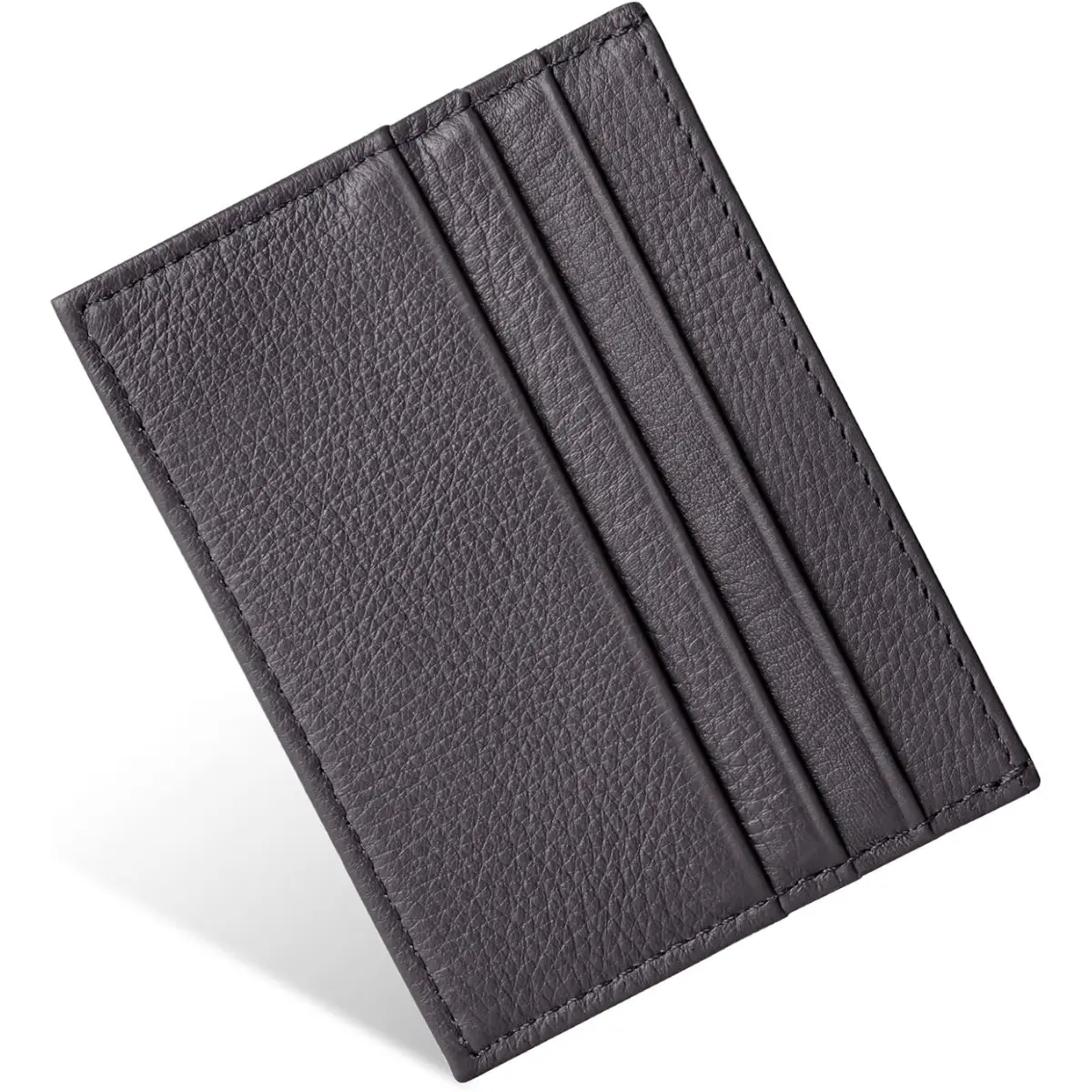 Genuine Leather Slim Card Holder, Ultra-Thin Small Wallet With 6 Card Slots And Coin Pocket, Minimalist Fashion