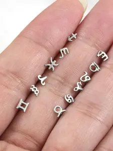 Zodiac Signs Nose Studs Stainless Steel L Shaped Nose Ring 20G Nose Rings Studs for Women Men Pierced Nose Piercings 20 Gauge Nose Piercing jewelry