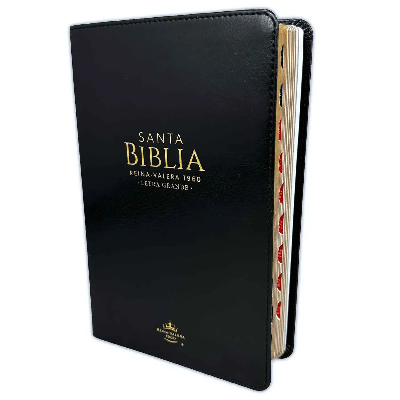CLARAMENTE CRISTIANO Holy Bible - Reference Bible, Reina Valera 1960, 12-Point Large Font, Black Imitation Leather Cover with Index, Reading Materials