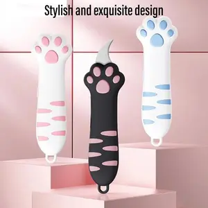 Cute Cat Shaped Box Cutter with Retractable Blade, Perfect for Opening Packages and Sealing Boxes, Fun Gift Idea for Kids and Adults, Cutting Supplies