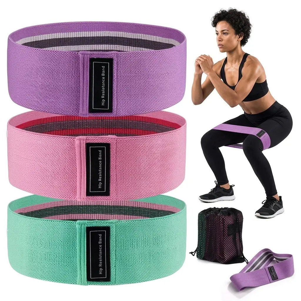 3-Pack Fabric Resistance Bands for Legs & Glutes, Wide Non-Slip Exercise Loop Bands for Home & Gym Workouts